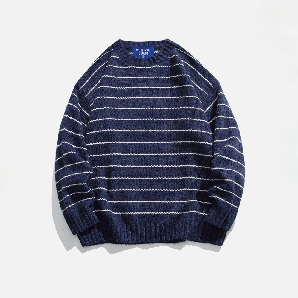 Aelfric Eden NEW Small Navy White Stripes Pattern Sweater